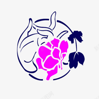 花朵棉花糖圆形花店logo图标图标