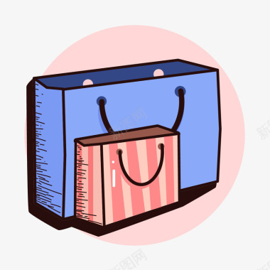 彩色手绘购物袋元素矢量图图标图标