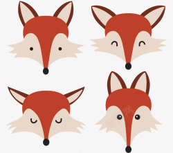 4款卡通狐狸头像矢量图素材