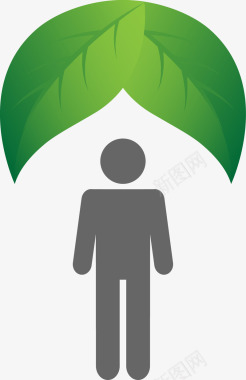 绿色叶子与人头像图图标图标