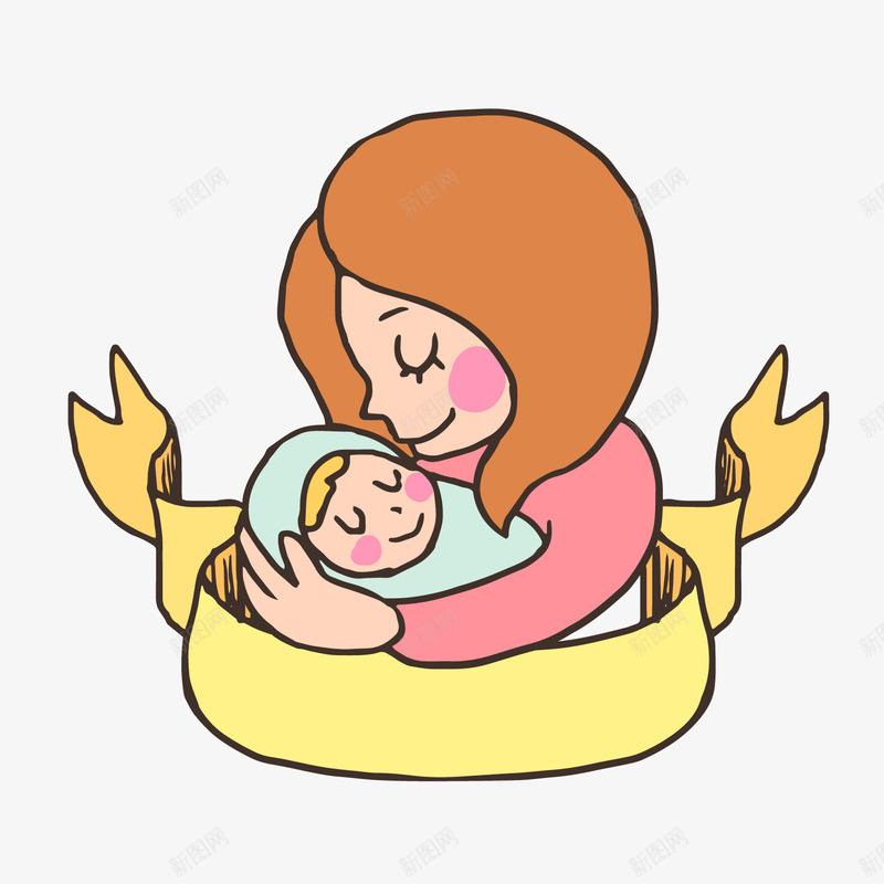 母亲节标签文案背景png免抠素材_88icon https://88icon.com 文案背景 母亲与婴儿 母亲节标签 背景装饰
