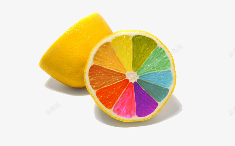 彩色创意的新鲜柠檬png免抠素材_88icon https://88icon.com 五光十色的柠檬 创意 彩色 彩虹色 柠檬 水果
