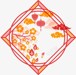 橙色中国风灯笼标志素材