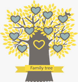 家庭树黄色树叶爱心相框矢量图高清图片