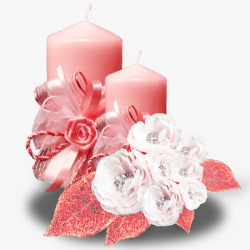 粉色蜡烛珠花素材