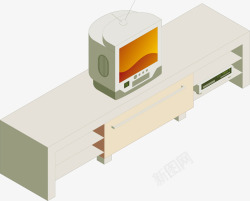 电视机现代电视机柜矢量图素材