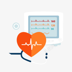 科技医院标卡通扁平化医院心电图标矢量图高清图片