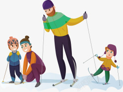 雪地滑雪的孩子矢量图素材