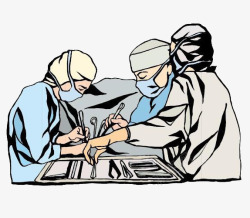 手绘医院手术室做手术的医生插画素材
