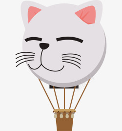 猫咪头像热气球图素材