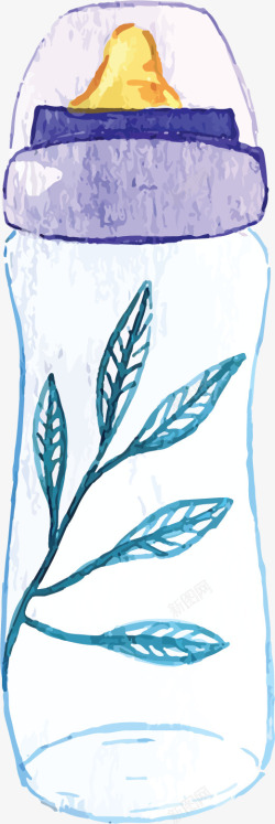 卡通水彩奶瓶插画素材