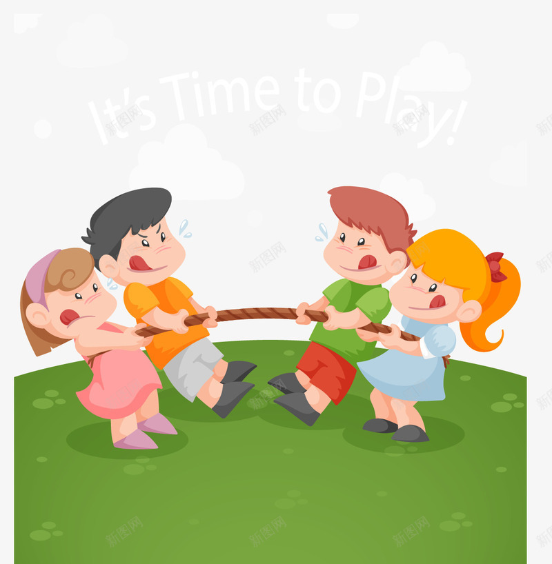 孩子的玩耍时间矢量图eps免抠素材_88icon https://88icon.com 娱乐时间 小伙伴 小朋友拔河 拔河 朋友 玩耍时间 矢量图 矢量素材 草地