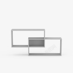 格子白色简洁古董架子白色格子现代隔板置物架高清图片
