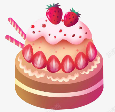 大草莓草莓生日蛋糕图标图标