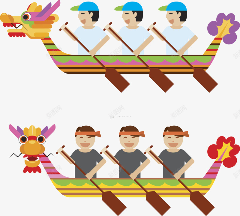 卡通创意赛龙舟海报插画png免抠素材_88icon https://88icon.com 创意设计 卡通手绘 吃粽子 端午节 赛龙 赛龙舟