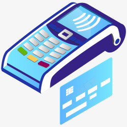 购物机PNG信用卡和POS机插画矢量图高清图片