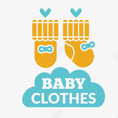 爱心装饰婴儿袜子淡色矢量图图标图标