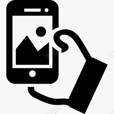 手机NOW直播图标手拿着手机采取selfie图标图标