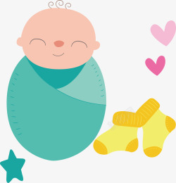 婴儿睡觉袜子卡通可爱婴儿用品设矢量图素材