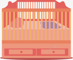 粉红色的宝宝摇篮床矢量图素材