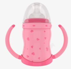 粉色宝宝心图案奶瓶素材