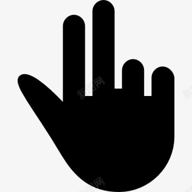 手印两个手指扩展黑手象征图标图标
