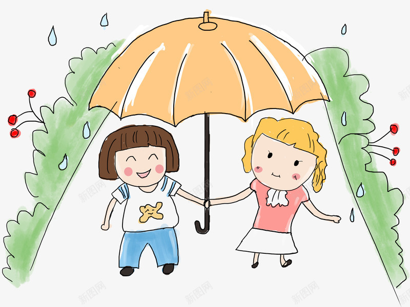装饰卡通上学路上的孩子png免抠素材_88icon https://88icon.com 上学路上 下雨 卡通孩子 开学季 装饰图案 雨伞