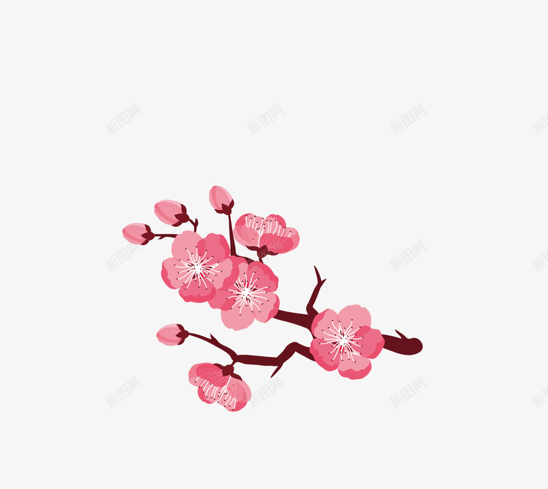 粉色手绘的桃花枝png免抠素材_88icon https://88icon.com 手绘花朵 桃花 桃花枝 粉色花朵 花卉 花朵 花朵装饰