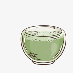 手绘绿色茶水素材