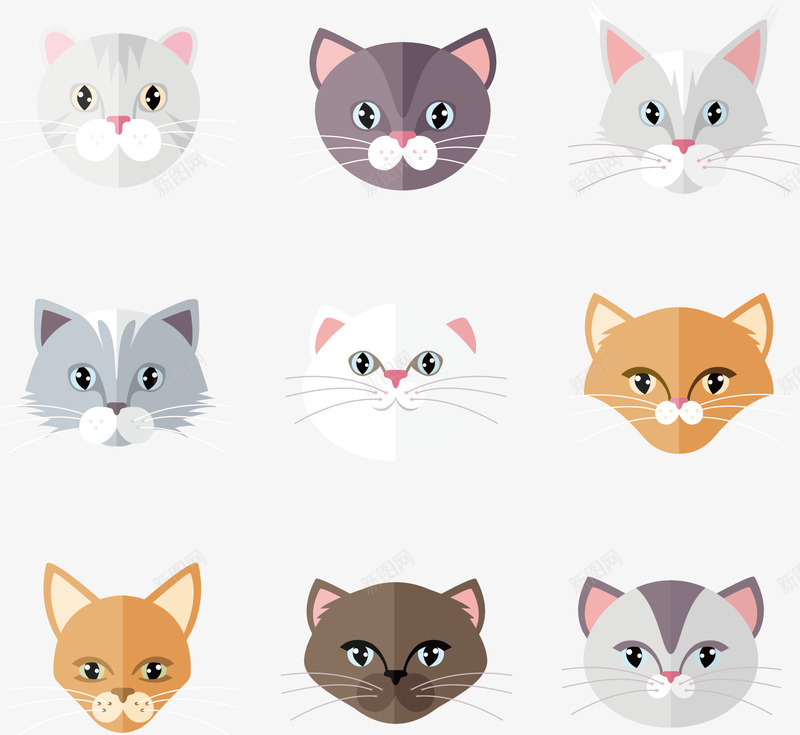 扁平化猫咪头像png免抠素材_88icon https://88icon.com 动物 头像 扁平化 猫宠物