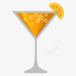 橘黄色的鸡尾酒杯素材