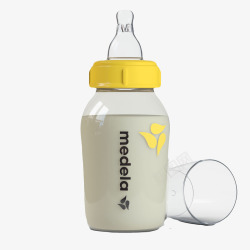 黄色图案宝宝透明奶瓶素材