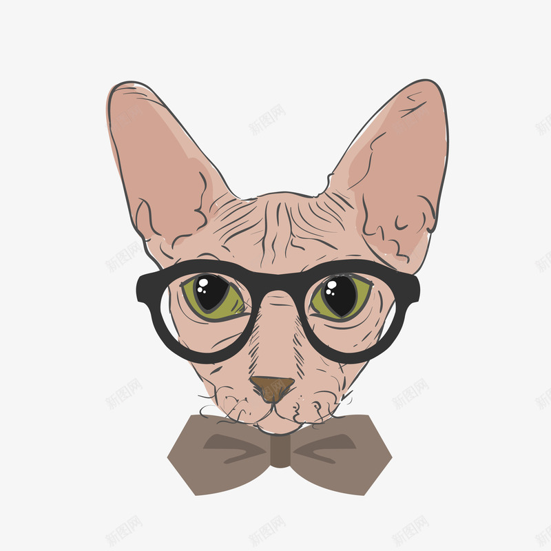 卡通戴眼镜的猫矢量图eps免抠素材_88icon https://88icon.com 可爱的猫 头像 戴眼镜 戴眼镜的猫 猫头像 猫的头像 眼镜猫 矢量图