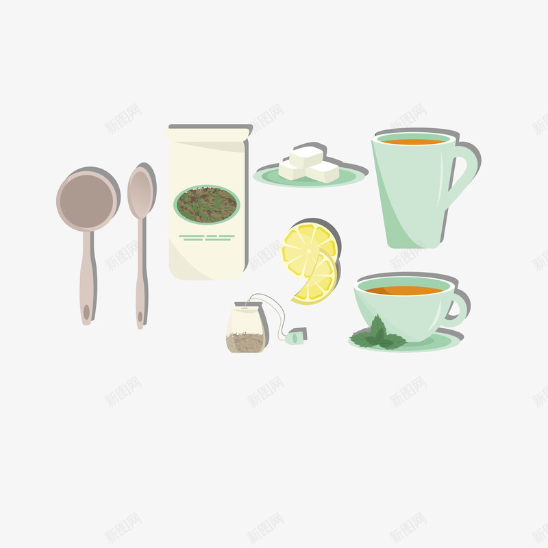 英式红茶茶包png免抠素材_88icon https://88icon.com 下午茶 手绘 插画 方糖 柠檬 淡雅 简约 红茶 英式 英式红茶 茶勺 茶包 茶杯