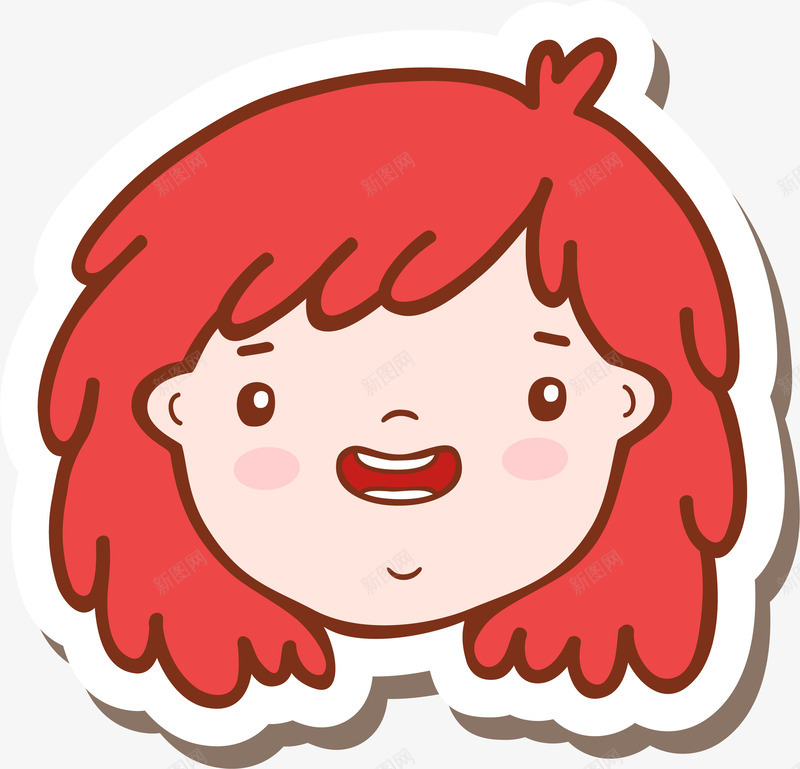 卡通可爱红色头发女孩儿童贴纸png免抠素材_88icon https://88icon.com 儿童 卡通可爱 头像 女孩 矢量图案 红色头发 贴纸