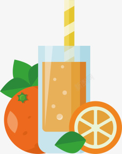 水彩橙汁饮品矢量图素材