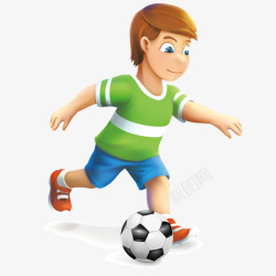 踢球运动的小男孩素材