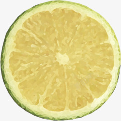 手绘黄绿色柠檬切片素材