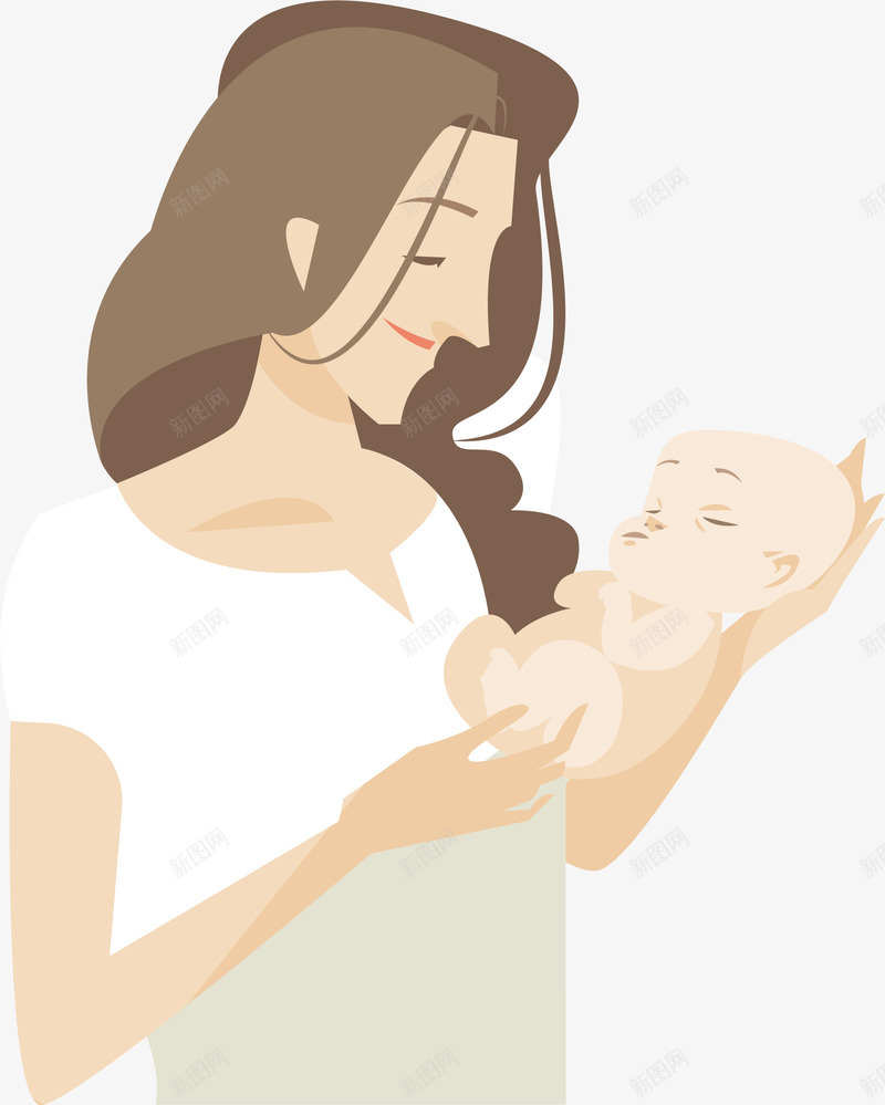 婴儿妈妈png免抠素材_88icon https://88icon.com 伟大的妈妈 可爱的宝宝 女人 慈爱 长头发