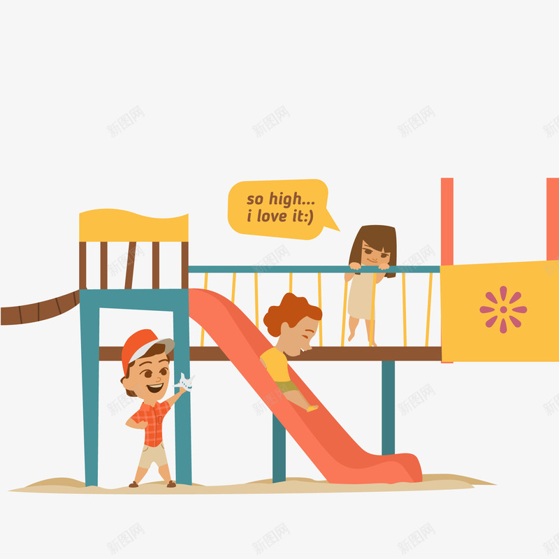 在公园玩耍的孩子们矢量图ai免抠素材_88icon https://88icon.com 人物设计 儿童 卡通 孩子 快乐 滑滑梯 玩滑滑梯 玩耍 矢量图