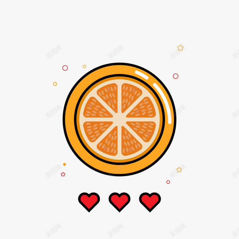 卡通柠檬片png免抠素材_88icon https://88icon.com 心形 柠檬片 橘子 气泡 装饰图案