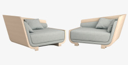 双人素色简约现代沙发素材