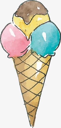 奶油冰糕水彩夏日蛋卷冰激凌矢量图高清图片