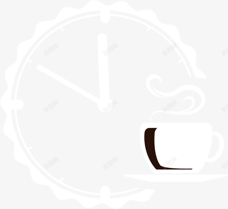 白色咖啡杯子png免抠素材_88icon https://88icon.com 咖啡杯子 白色时钟 白色杯子 白色线条 美味咖啡 饮料