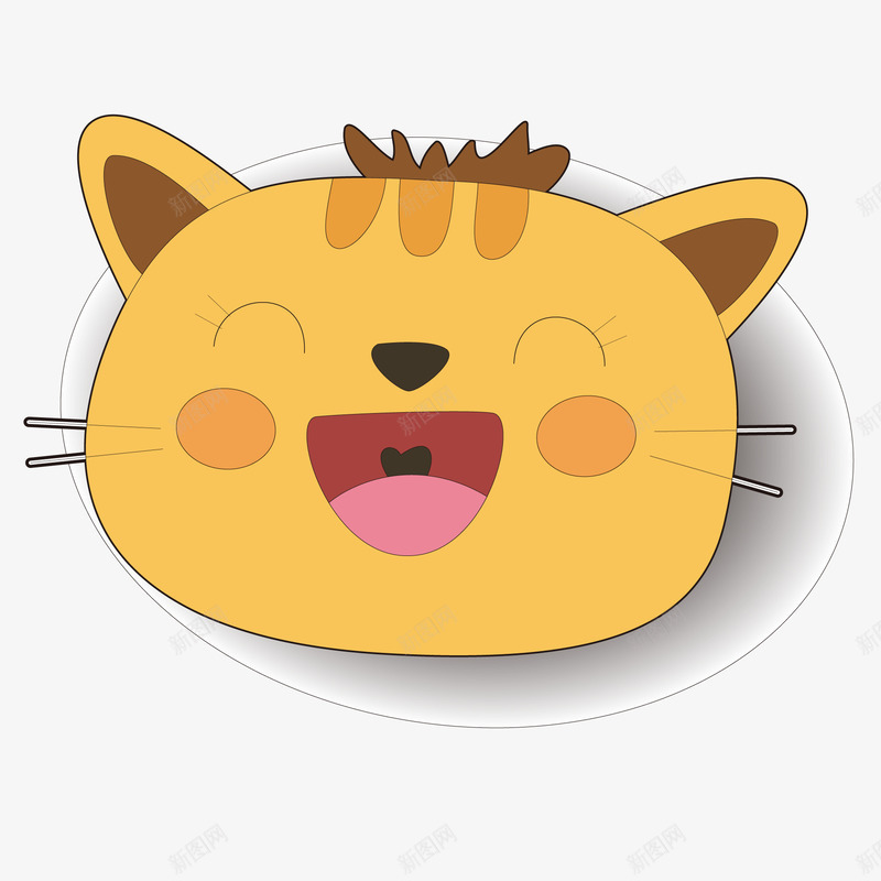 卡通大笑的猫咪头像矢量图ai免抠素材_88icon https://88icon.com 动物 卡通 头像设计 宠物 猫咪 黄色 矢量图