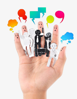 人形剪纸与手指对话框交流素材