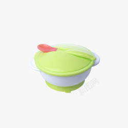 宝宝餐具吸盘碗双耳碗绿色素材