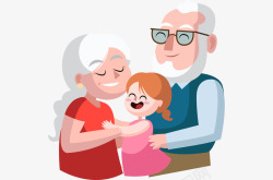 高兴的时光女孩高兴拥抱奶奶爷爷高清图片