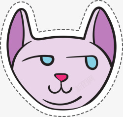 紫色小猫剪纸卡通贴纸素材