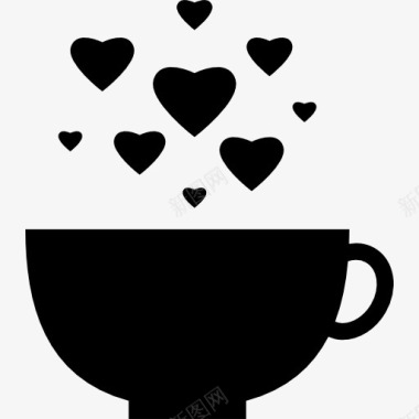 茶杯心泡沫图标图标